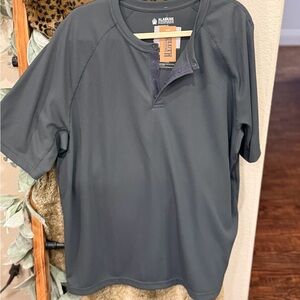 Duluth Trading Co Short-Sleeve Henley in Charcoal Gray